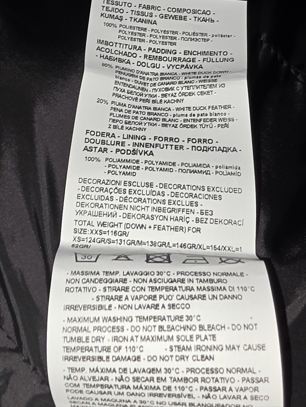 EA7 Emporio Armani Black Down Puffer Coat XL Long Quilted Jacket Rose Gold Zip - Picture 12 of 12